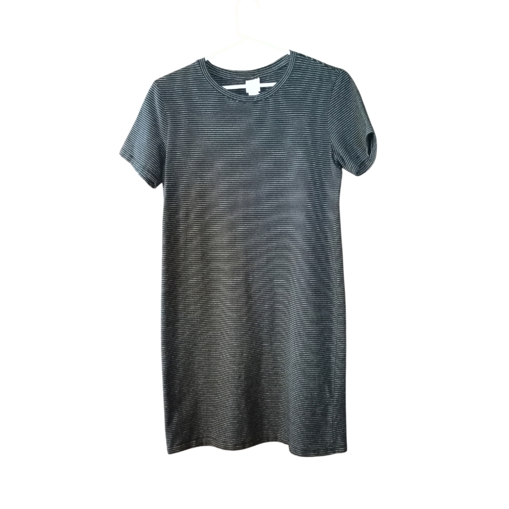 H&M T-Shirt Dress Horiz. Striped Short Slve. Minimalist Comfy Leisure Staple L